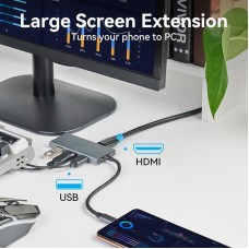 Док-станція USB3.0 Type-C HDMI 4K30Hz/TF/3xUSB-A 3.0 0.15м 6-in-1 Vention (TOOHB)