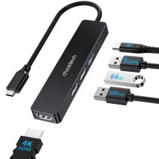 Док-станція USB3.0 Type-C HDMI 4K30Hz/USB2.0x2/USB 3.0/USB-C PD 100W 5 in 1 Hub Choetech (HUB-M80-BK)