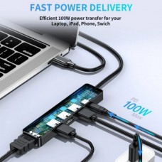 Док-станція USB3.0 Type-C HDMI 4K30Hz/USB2.0x2/USB 3.0/USB-C PD 100W 5 in 1 Hub Choetech (HUB-M80-BK)