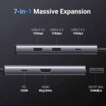 Док-станція USB3.1 Type-C HDMI 4K30Hz/USB 3.0x2/Type-C/SD/TF/ PD 100W CM498 7 in 1 Ugreen (15531)