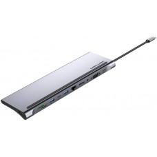 Док-станція USB3.1 Type-C HDMI 4K30Hz/VGA/USB3.0x3/RJ45/SD/TF/TRRS 3.5mm/PD 100W Vention 11in1 (THTHC)