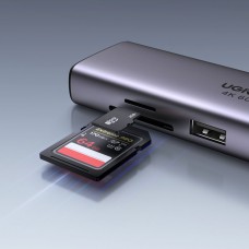 Док-станція USB3.1 Type-C HDMI 4K60Hz/USB 3.0x2/RJ45/SD/TF/PD 100W Ugreen CM512 Сіра (60515)