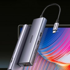 Док-станція USB3.1 Type-C HDMI 4K60Hz/USB 3.0x2/RJ45/SD/TF/PD 100W Ugreen CM512 Сіра (90568)