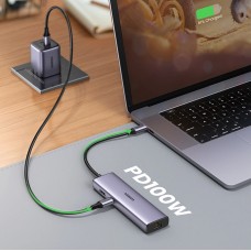 Док-станція USB3.1 Type-C HDMI 4K60Hz/USB 3.0x2/RJ45/SD/TF/PD 100W Ugreen CM512 Сіра (90568)