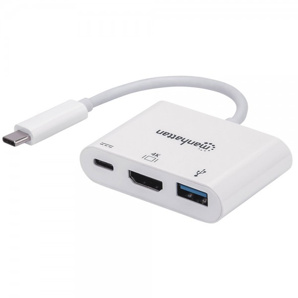 Док-станція USB3.1 Type-C HDMI/USB 3.0/PD 60W 4-in-1 White Manhattan (152945)