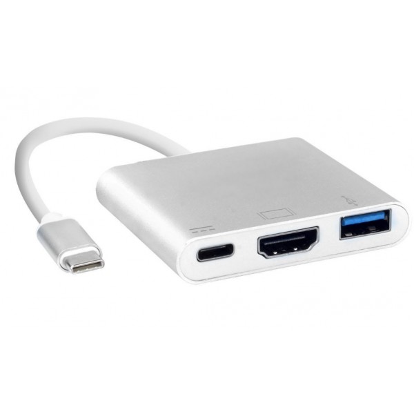 Док-станція USB3.1 Type-C HDMI/USB3.0/Type-C (F) кабель 0.1м OEM (S0733)