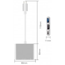 Док-станція USB3.1 Type-C HDMI/USB3.0/Type-C (F) кабель 0.1м OEM (S0733)