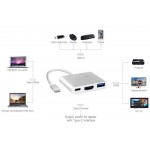 Док-станція USB3.1 Type-C HDMI/USB3.0/Type-C (F) кабель 0.1м OEM (S0733)