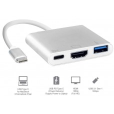 Док-станція USB3.1 Type-C HDMI/USB3.0/Type-C (F) кабель 0.1м OEM (S0733)