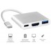 Док-станція USB3.1 Type-C HDMI/USB3.0/Type-C (F) кабель 0.1м OEM (S0733)