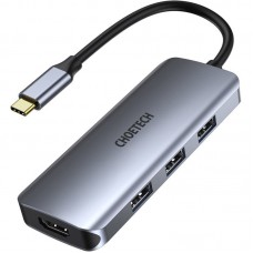 Док-станція USB3.1 Type-C HDMI4K30Hz/3хUSB 3.0/Type-C/ PD100W/SD/TF 7 in 1Choetech (HUB-M19-GY)