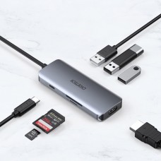 Док-станція USB3.1 Type-C HDMI4K30Hz/3хUSB 3.0/Type-C/ PD100W/SD/TF 7 in 1Choetech (HUB-M19-GY)