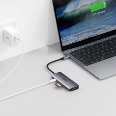 Док-станція USB3.1 Type-C HDMI4K30Hz/3хUSB 3.0/Type-C/ PD100W/SD/TF 7 in 1Choetech (HUB-M19-GY)