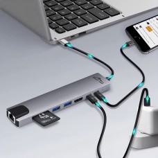 Док-станція USB3.1 Type-C HDMI4K60Hz/2xUSB-A/2xType-C/RJ45/SD/TF/PD 100W 8 in 1 Media-Tech (MT5046)