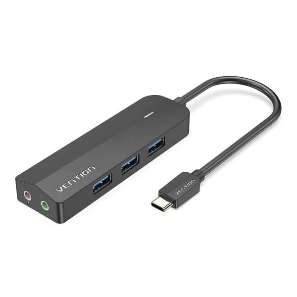 Док-станція USB3.1 Type-C USB-Ax3 3.0/3.5mm Sound Adapter/MicroUSB 10W чорний Vention (TGQBB)