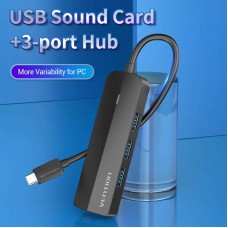 Док-станція USB3.1 Type-C USB-Ax3 3.0/3.5mm Sound Adapter/MicroUSB 10W чорний Vention (TGQBB)