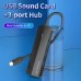 Док-станція USB3.1 Type-C USB-Ax3 3.0/3.5mm Sound Adapter/MicroUSB 10W чорний Vention (TGQBB)