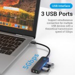 Док-станція USB3.1 Type-C USB-Ax3 3.0/3.5mm Sound Adapter/MicroUSB 10W чорний Vention (TGQBB)