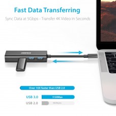 Док-станція USB3.1 Type-C USBx3 3.0/RJ45(1000M) Ethernet 4 in 1 Hub Choetech (HUB-U02-BK)