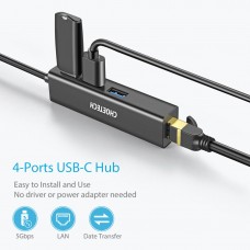 Док-станція USB3.1 Type-C USBx3 3.0/RJ45(1000M) Ethernet 4 in 1 Hub Choetech (HUB-U02-BK)