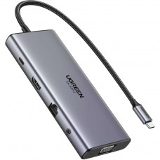 Док-станція USB3.2 Type-C HDMI 4K60Hz/1xUSB-A3.2/1xUSB-A3.1/2xUSB-C3.2/VGA/RJ45/SD/TF+3.5mm CM639 (45520)