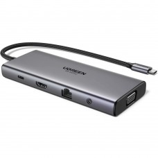 Док-станція USB3.2 Type-C HDMI 4K60Hz/1xUSB-A3.2/1xUSB-A3.1/2xUSB-C3.2/VGA/RJ45/SD/TF+3.5mm CM639 (45520)