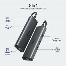 Док-станція USB3.2 Type-C HDMI 4K60Hz/2xUSB-A 3.2/USB-C 3.2/RJ45/ PD 100W CM512 Ugreen (45000)