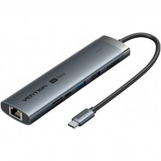 Док-станція USB3.2 Type-C HDMI 4K60Hz/USB 3.0/USB2.0/RJ45/SD/TF/PD 100W Hub 8-in-1 Vention (TGUHB)