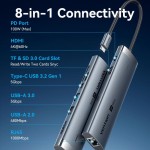 Док-станція USB3.2 Type-C HDMI 4K60Hz/USB 3.0/USB2.0/RJ45/SD/TF/PD 100W Hub 8-in-1 Vention (TGUHB)