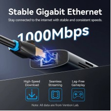 Док-станція USB3.2 Type-C HDMI 4K60Hz/USB 3.0x2/RJ45/SD/TF/3.5mm/PD 100W Hub 9-in-1 Vention (TGVHB)