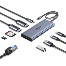 Док-станція USB3.2 Type-C HDMIx2 4K60Hz/2xUSB-A/2xUSB-C 3.2/ RJ45/SD/TF/PD 100W CM639 Ugreen (45380)