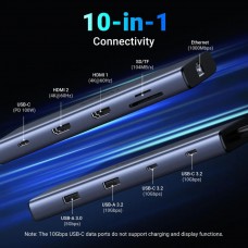 Док-станція USB3.2 Type-C HDMIx2 4K60Hz/2xUSB-A/2xUSB-C 3.2/ RJ45/SD/TF/PD 100W CM639 Ugreen (45380)