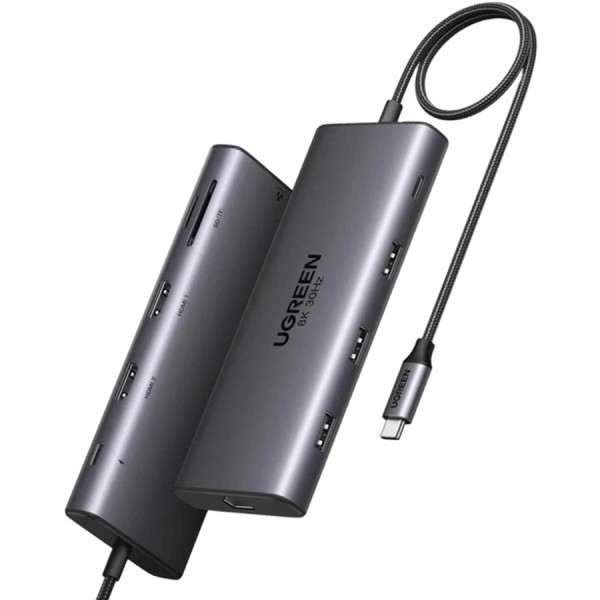 Док-станція USB3.2 Type-C HDMIx2 8K30Hz/4K60Hz/3xUSB-A/2xUSB-C 3.2/ RJ45/SD/TF/PD 100W CM639 (15534)