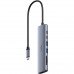 Хаб USB 3.0 Type-C -> 2xUSB-A 2xUSB-C 1xHDMI 4K@60Hz SD-card TF-card алюмінієвий корпус CUDY (UH407)