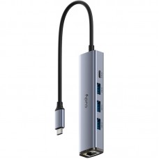 Хаб USB 3.0 Type-C -> 3хUSB-A 1хUSB-C (5 Гбіт/с) 1xGigabit Ethernet port алюмінієвий корпус Cudy (UH605)