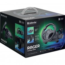 Ігрове кермо Defender Rager PC/PS/Xbox/Switch чорне (64067)