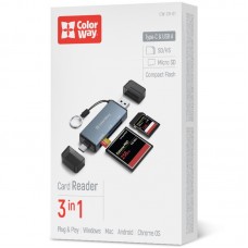 Card Reader ColorWay USB 2.0/USB-C to CF/SD/MicroSD (CW-CR-01)