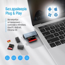 Card Reader ColorWay USB 2.0/USB-C to CF/SD/MicroSD (CW-CR-01)