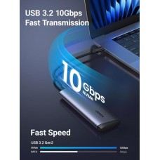 Зовнішня кишеня Ugreen CM767 USB 3.2 Gen 2 M.2 NVMe 10 Гбіт/с Сіра (35267)