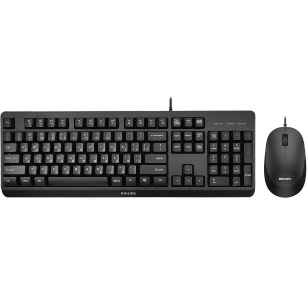 Комплект дротовий Philips 6207 (клавіатура + мишка) UA чорний (SPT6207BL/00)