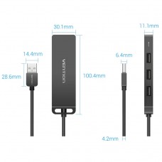 Хаб USB 2.0 4xUSB 2.0 0.15м Black Vention (CHMBB)