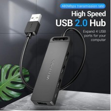Хаб USB 2.0 4xUSB 2.0 0.15м Black Vention (CHMBB)