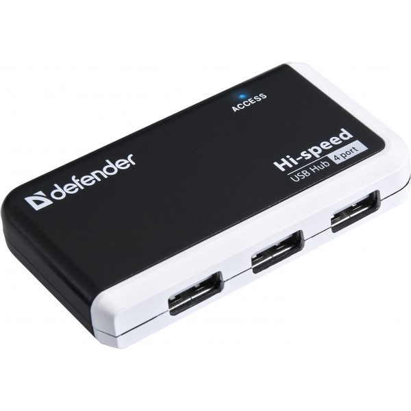 Хаб USB 2.0 4xUSB 2.0 passive Black-White Defender (83504)