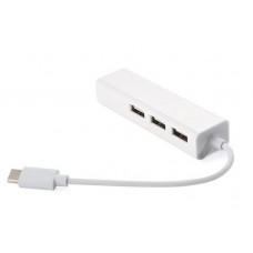 Хаб USB 2.0 Type-C 3xUSB 2.0 + RJ45 Fast Ethernet White (S0742)