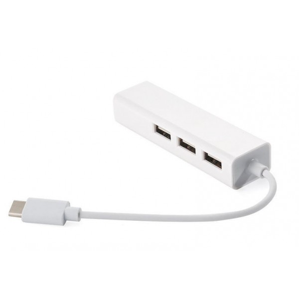 Хаб USB 2.0 Type-C 3xUSB 2.0 + RJ45 Fast Ethernet White (S0742)