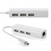 Хаб USB 2.0 Type-C 3xUSB 2.0 + RJ45 Fast Ethernet White (S0742)