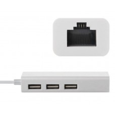 Хаб USB 2.0 Type-C 3xUSB 2.0 + RJ45 Fast Ethernet White (S0742)
