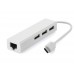 Хаб USB 2.0 Type-C 3xUSB 2.0 + RJ45 Fast Ethernet White (S0742)