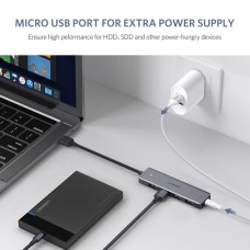 Хаб USB 3.0 4xUSB 3.0 active з живленням Type-C 15см CM219 Ugreen (50985)