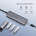 Хаб USB 3.0 4xUSB 3.0 active з живленням Type-C 15см CM219 Ugreen (50985)